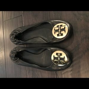 Tory Burch black leather flats size 7